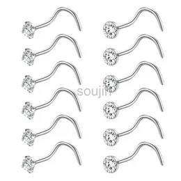 Body Arts 12PCS Fashion Stainless Steel Crystal Nose Septum Piercing Studs Mini Nose Ring Earrings Studs Body Piering Jewelry for Women d240503