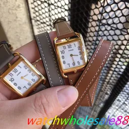 New 23mm Ladies Quartz Watch Cape Cod Digital Number Clock Women Two Row Real Leather Wristwatch Luxury Brand Clock