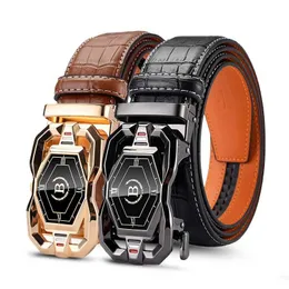 Ssories HCDW Designer Belt Mens Black Brown Automatisk äkta läderbälte Mens Arbeta Lyxvarumärke Fashion Golf Cart Belt Mens Gift J240506