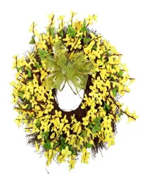 Vinter jasminum krans konstgjord blommor krans hängande väggdörr dekoration för hem trädgård parti bröllop88963542584152