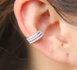 Üç CZ Hat Yarım Çember 925 STERLING Gümüş Kulak Manşet Hassas Minimal Kadınlar Piercing Manşet Yok Girl9446834