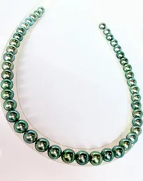 natural pearls jewelry Genuine HIGH QUALITY 910MM Malachite Green PEARL NECKLACE 18inches not fake4118077