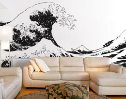 Adesivos adesivos japoneses adesivos de parede de vinil katsushika hokusai Grande onda de Kanagawa Vistas do Monte Fuji Arte adesivos grandes ZB509