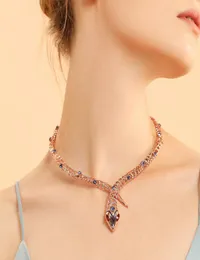 Viennois Rose Gold Color Halsband för kvinnliga chokers halsband Rhinestone/Crystal Chain Halsband bröllopsfest smycken J1907139110858