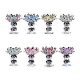 Holders Double Ball Crystal Lotus Flower Candle Holder Temple Decor Ornament na domowy festiwal ślubny stół feng dropship