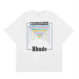 Högkvalitativ original Rhuder Designer T Shirts High Street Trendy Brand Short Stroke Phantom Letter Print Casual Loose Short Sleeved Tshirt Unisex med 1: 1 LOGO