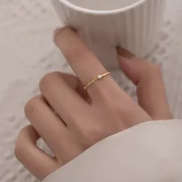 925 실버 체인 링 싱글 다이아몬드 인덱스 핑거 링 독특한 디자인 반지