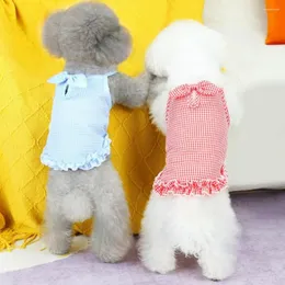 Abbigliamento per cani Abito estivo Ruffuffle Hem Square Neck Square adorabile cucciolo Punzione Bowknot Princess Supplies