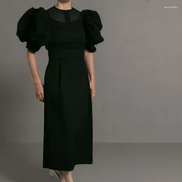 Frauenblusen Wakuta Japanische Mikroperspektive Dünne Camisas Persönlichkeit Vollfarben O Hals 2024 Sommer Mode Bubble Sleeve Shirts