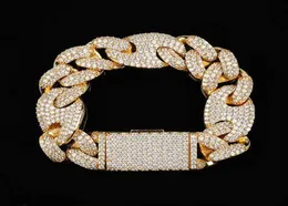 20mm Iced Cuban Oval Link Diamond Armband 14K Vitt guldpläterat kubik Zirkoniumsmycken 7 tum 8 tum 9 -tum mariner kubansk länkkedja9730213