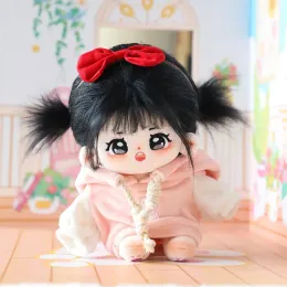 Dolls 20cm No Attribute Kawaii Cotton Doll with Skeleton Black Hair DIY Doll Plush Human Doll Figure Doll Collection Gift