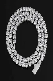 1 ряд 35 мм Snap Clasp Теннисная цепь 14k золота, покрытая Iced Out Cubic Zironia Diamond Chain для мужчин.