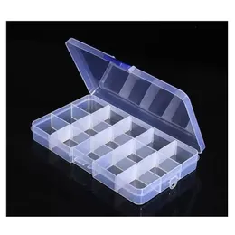 Adjustable Compact boxes 15 Grids Compartment Plastic Tool Container Storage Box Case Jewelry Earring Tiny Stuff Boxes Containers