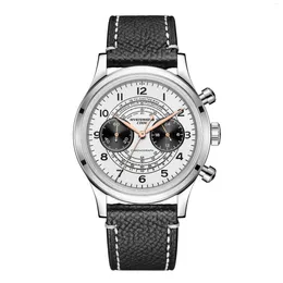 Zegarek tajemniczy kode men vintage zegarek beat kwarc VK64 Sport Waterproof Chronograph Ar Glass Retro Skórzany zegarek