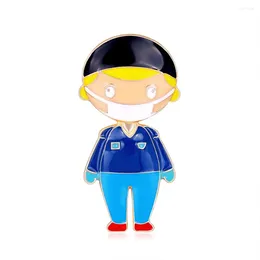 Brooches Blue Cartoon Enamel Opal Creative Wear A Mask Boy Party Casual Brooch Pins Accessories Gifts AL673