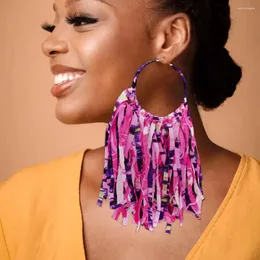 Серьги с серьгами мода большая негабаритная африканская ручная кисточка с серьгами фиолетовые для женщин.