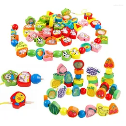 유모차 부품 26pcs 어린이 나무 구슬 1-3 세 유아 아기 적합한 장난감 디지털 과일 동물 소년 소녀 생일 선물 tmz