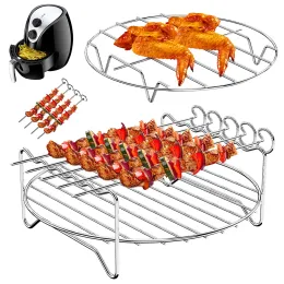 Accessories Air Fryer Stainless Steel Rack Tray&Steaming Racks Air Fryer Tools Baking Pan BBQ Gril Baking Cooker Accessories Cooking Tools