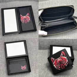 Wholesale men designer wallets fashion Wolf single zipper wallets men women pvc leather short purses luxury long wallets with black whi 3037