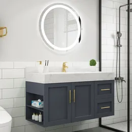 Bathroom Sink Faucets Cabinet Combination Stone Plate Modern Simple And Light Luxury Solid Wood Intelligence
