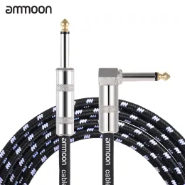 Accessoires Ammoon 3 Meter/ 10 Fuß Elektris Gitarrenkabel Bass Musikinstrumentkabelkabel 1/4 Zoll direkt bis rechtswinkel Black Schwarz