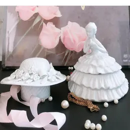 Bottles European Style Ceramics Storage Tank Dress Girl Hat Jar Jewelry Box Desktop Ornament Crafts Room Layout Home Decoration