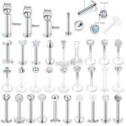 Body Arts Wkoud 1pc 16g Aço inoxidável Labret Labret Piercing Ball Ball Monroe Lip Stud Helix TRAGUS COHCH CARTILAGEM Brincos 6/8/10mm D240503