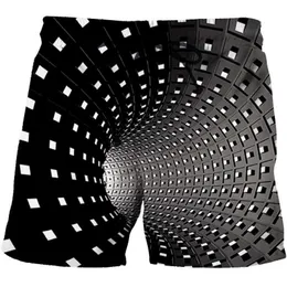 Men's Plus Size Shorts Whirlpool black casual 3D digital printing three-dimensional geometric beach pants for men's shorts in large size