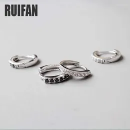 Hoop Ohrringe Ruifan Weiß/Schwarz Kubikzirkon Kristallkreis rein 925 Sterling Silber Piercing für Frauen Fein Schmuck Ja095