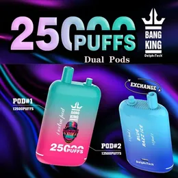 Original bang 25000 25k puffs engångscigaretter Dual Pods 46 ml Förfyllda ångpods 650mAh Uppladdningsbara batterivape-enheter Dual Mesh Vaporizers 20k Puff Puff Puff