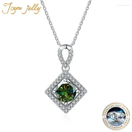 Pendenti joycejelly da 1ct femminile round 8h8a d vvs collana moissanite s925 placcatura in argento sterling pt950 geometrico quadra