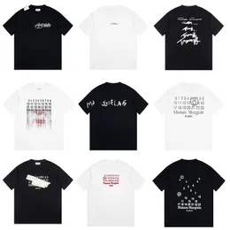 Erkekler Tasarımcı T Shirt Majira Stil Kısa Kol MM6 Nakış En Kalite Ters Mektup Dörtgen Marka Erkek ve Kadın Çift Tişört Tişört