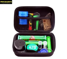 Saco de tabaco premium Conjunto de plástico Fumador de ervas Jar de armazenamento de metal lata Silicone Fumage Pipe One Hitter Dugout Rolling Machine9721149