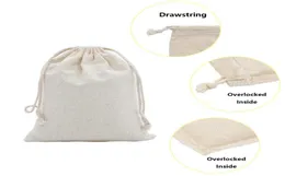 Present Wrap 50st Double DrawString Calico Cotton Muslin Bags For Wedding Party Favor Pouch smycken Förpackningsväska hel2036588