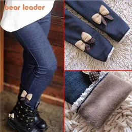 Shorts New Bear Leader Girl Plush Imitates Denim Legs Autumn/Winter Children Wear 9-Minute PantsL2403