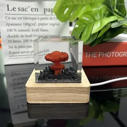 Nattljus Kärnkraftsexplosion Mushroom Cloud Lamp Harts 3D Light USB Laddar kreativa gåvor för barn