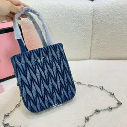 Blue Falten -Denim -Bag -Kette Schulter -Cross -Body -Taschen Frauen Miui Bag Designer Tasche Taschen Mode Mini Bag Handtasche Handtasche