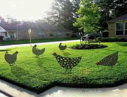 Rooster Hen Acryl Animal Stakes Garden Silhouette Yard Art Kurczak Rzeźbia Rzeźba Ozdoby Lawn Outdoor Decor Kurczak AR2388587