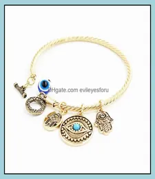 Bracelets de charme símbolo de charme de olho malignos pulseiras para mulheres garotas Turkish Lucky Blue Olhos Fatima Bracelet Hand Moda Bangle Jewelr2594647