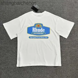 Hochwertige Original-Rhuder-Designer T-Shirts High Street Trendy Brand Einfacher Schlaganfallbrief Druck lässig Lose Kurzarm T-Shirt Unisex Sommer mit 1: 1 Logo