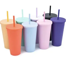 22 oz çift duvarlı mattetumblers reçeteli pastel renkli su kupa renkli akrilik2192586