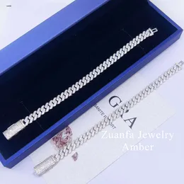 Jóias de designer Testador de diamante 8mm 2 linhas Hip Hop Icepado de jóias 925 Sterling Silver D-VVS1 Diamond Moissanite Cuban Link Bracelet