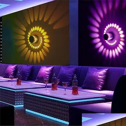 Wall Lamps Rgb Spiral Hole Led Lights Effect Lamp With Remote Controller Colorf For Party Bar Lobby Ktv Home Decoration Drop Delivery Dhhmb