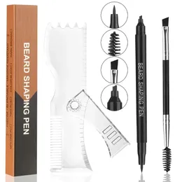 Men's Beard Filler Pen and Rotating Comb Ruler Combo for Precise Beard Shaping and Grooming The Ultimate Tool for Perfectly Groomed Beards