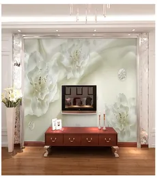 3D 벽지 PO 벽 벽화 흰색 꽃 벽 종이 롤스 홈 장식 더 큰 크기의 풍경 벽면 스티커 8377367