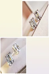 S925 sivler Simple style rectangle shape stud earring with sparkly diamond no fade color for women charm jewelry PS864444187544738618