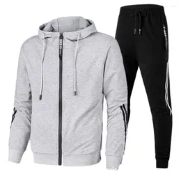 Herren -Trailsuiten Striped Tracksuit zweiteiliger Anzug Zipper Fashion Spring Herbst -Herbst -Sweatshirts und Jogginghose Set Male Sportswear Plus Size
