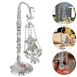 Decor S/M/L Cross Censer Antique Carved Christian Church Incense Burner Religious Worship Utensils Relics Crafts Chapel Ornament Gift