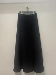 Kjolar wakuta japansk solid färgknapp split jupe vår vintage elegant faldas mujer moda 2024 mode enkel a-line lång