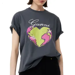 2024 Springsummer T-shirt with Diamond Letter Love Letter Printed Round Neck Loose Short Sleeve Pure Cotton Top 240506